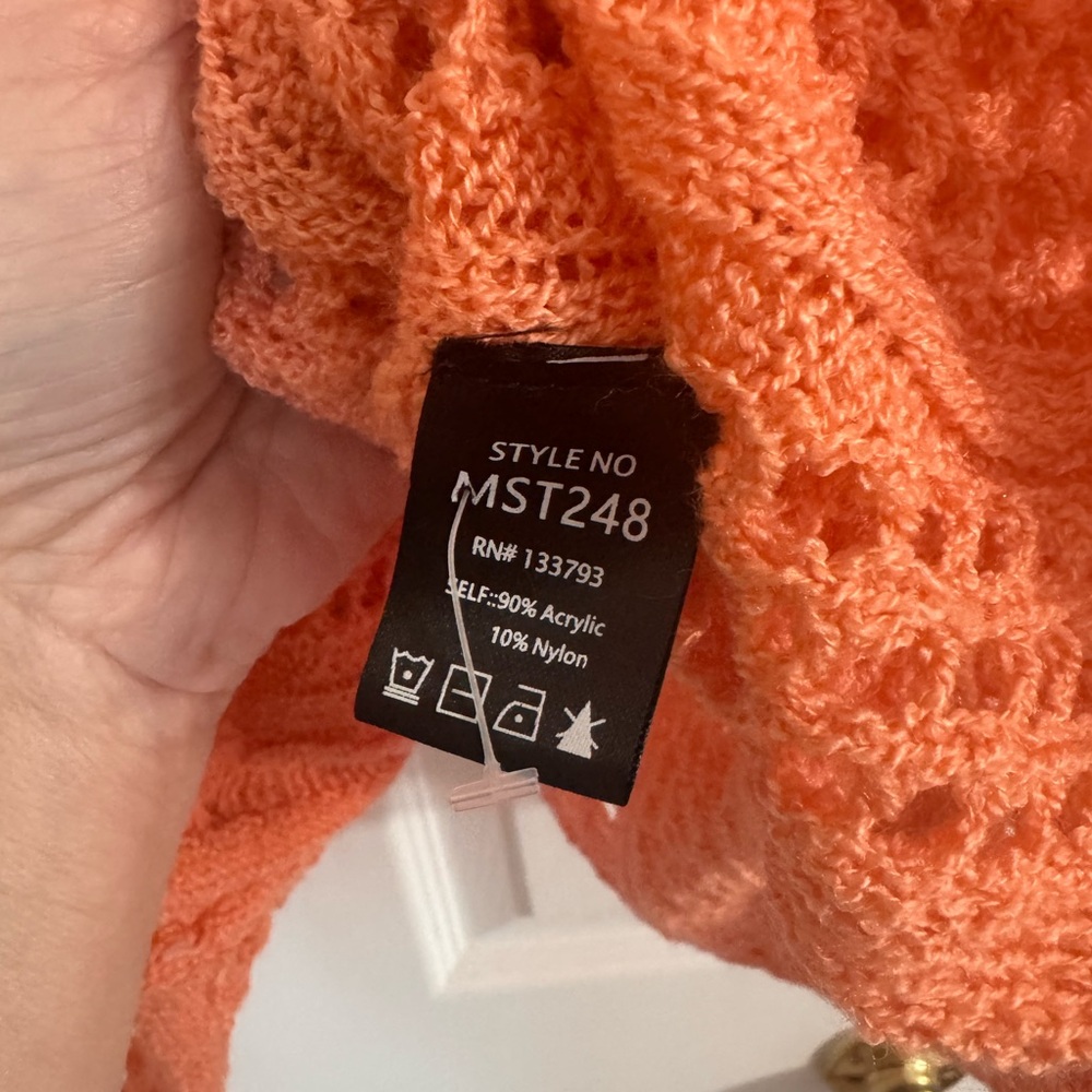 POL Open Knit Oversized Sweater Orange Oversized Small - Picture 3 of 10